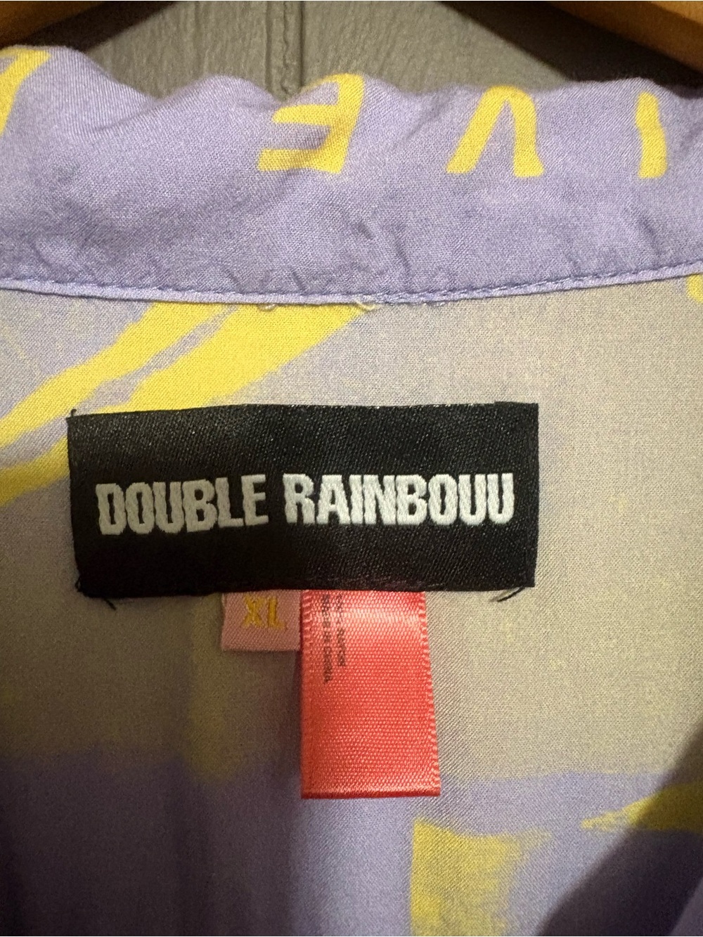 DOUBLE RAINBOUU Lavender & Yellow Graphic Camp Shirt - Picture 4 of 5